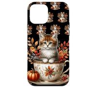 Cute Autumn Kitten In Floral Tea Mug For Cat Mom And Fall Custodia per iPhone 12 mini