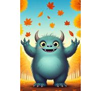 Cute Autumn Monster Notebook: Paperback, 100 lined pages