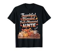 Cute Autumn Pumpkins Thankful, Blessed, Fall-Obsessed Auntie Maglietta