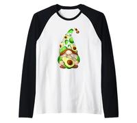 Cute Avocado Lover Gnomie for Xmas Couple Funny Vegan GNOME Maglia con Maniche Raglan