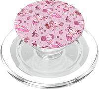 Cute Axolotl Cherry Pattern For Girls Women Pink Strawberry PopSockets PopGrip per MagSafe