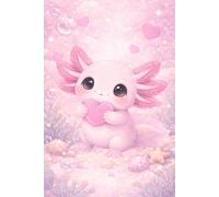 Cute Axolotl Coquette Lined Notebook | Pink Kawaii Axolotl Journal with Hearts and Pastel Aesthetic | Girly Cute Animal Notebook for Girls and Teens | 6 x 9 Inch