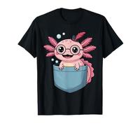 Cute Axolotl Pocket Funny Cartoon Animal Lovers Kids Maglietta