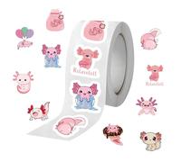 Cute Axolotl Stickers 500 Sheet/Roll, PVC Decals for Students, Journaling, Scrapbook, Notebook, Laptop, Water Bottle, Envelope, School, Party, Office Decoration, 6cm/2.36in