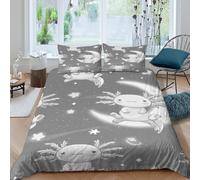cute axolotlSet Di Copripiumino 3 pezzi motivo 3D cerniera nascosta cartoon space theme copripiumino con federa soffice ultra morbido e traspirante for bambini adulti ragazzi Super king（260x220cm）