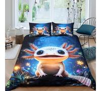 Cute axolotlSet Di Copripiumino microfibra 3 Pezzi stampa di 3D cerniera nascosta Fantasy creature art copripiumino con federe traspirante ultra morbido for coppie Super king（260x220cm）
