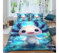 cute axolotlSet Di Copripiumino ultra Set di 3 Pezzi stampa di 3D con cerniera fantasy underwater art copripiumino incluso federe aiosa ultra morbido e traspirante for bambini Super king（260x220cm）