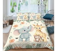 Cute Baby Animalscopripiumino microfibra 3 pezzi motivo 3D cerniera nascosta Cartoon Jungle Theme Set Di Copripiumino con federe per cuscini soffice for bambini e adolescenti King（220x240cm）