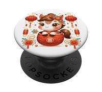 Cute Baby Anno cinese del cavallo 2026 PopSockets PopGrip Adesivo