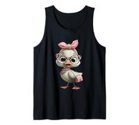 Cute Baby Chick Kawaii Bird Pink Leopard Occhiali Grafica Canotta