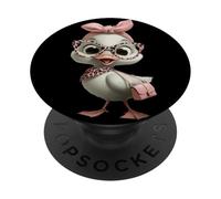 Cute Baby Chick Kawaii Bird Pink Leopard Occhiali Grafica PopSockets PopGrip Adesivo
