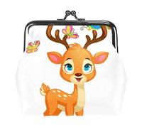 Cute Baby Deer Butterflies Portamonete Kiss Lock Change Purse Vintage Trinkets Pouch