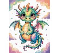Cute Baby Dragon Grid Notebook (8.5 x 11 Inches): Adorable Fantasy Journal with Graph Paper for Kids, School Notes, Drawing and Creative Writing