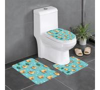 Cute Baby Ducks Pattern Copriwater Set Da 3 Pezzi Lavabile Tappeto Con Profilo A U Antiscivolo Tappetino Da Bagno Per La Casa Toeletta Doccia