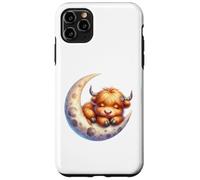 Cute Baby Highland Cow Sleeping on the Moon Heifer Farm Custodia per iPhone 11 Pro Max
