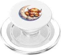 Cute Baby Highland Cow Sleeping on the Moon Heifer Farm PopSockets PopGrip per MagSafe