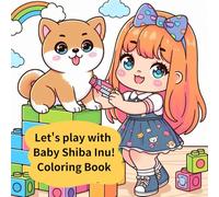 Cute baby Shiba Inu coloring book to play together with building blocks, calm and kind feelings Coloring book for adults and children, cozy book to relax, super cute design
