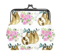 Cute Baby Sloth Sleep on the Tree Flower Portamonete Kiss Lock Borsa per il cambio Borsa per bigiotteria vintage