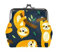 Cute Baby Sloth Sleep on the Tree Portamonete Vintage Pouch Buckle Clutch Bag Kiss-Lock Change Purse Chiusura con chiusura Portafogli per donna Ragazza