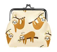 Cute Baby Sloth Sleep on Tree Portamonete Vintage Pouch Buckle Clutch Bag Kiss-Lock Change Purse Chiusura con chiusura Portafogli per donna Ragazza