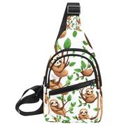 Cute Baby Sloths (3) Sling Side, Crossbody Zaino, Multicolore 12., 11.8x7x1.5in/30x18x4cm