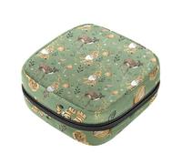 Cute Baby Tiger Deer Green First Period Kit per ragazze, salvaslip tampone, borsa mestruale, supporto per assorbenti con cerniera, organizer per tovaglioli sanitari