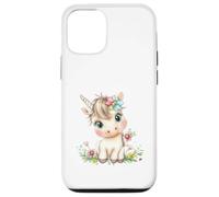 Cute Baby Unicorn with Flowers - Kawaii Pastel Pony Custodia per iPhone 12/12 Pro