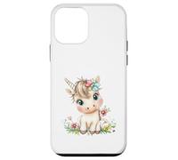 Cute Baby Unicorn with Flowers - Kawaii Pastel Pony Custodia per iPhone 12 mini