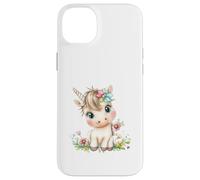 Cute Baby Unicorn with Flowers - Kawaii Pastel Pony Custodia per iPhone 14 Plus