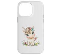 Cute Baby Unicorn with Flowers - Kawaii Pastel Pony Custodia per iPhone 14 Pro Max