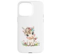Cute Baby Unicorn with Flowers - Kawaii Pastel Pony Custodia per iPhone 15 Pro Max