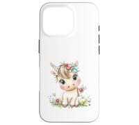 Cute Baby Unicorn with Flowers - Kawaii Pastel Pony Custodia per iPhone 16 Pro