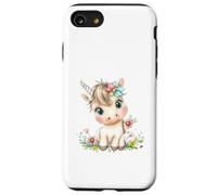 Cute Baby Unicorn with Flowers - Kawaii Pastel Pony Custodia per iPhone SE (2020) / 7/8