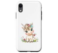 Cute Baby Unicorn with Flowers - Kawaii Pastel Pony Custodia per iPhone XR