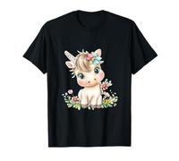 Cute Baby Unicorn with Flowers - Kawaii Pastel Pony Maglietta