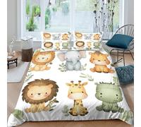 Cute Babycopripiumino microfibra Set di 3 Pezzi stampa 3D con cerniera Watercolor Jungle Set Di Copripiumino con federe per cuscini aiosa morbido e comodo for bambini e adolescenti Single（140x200cm）