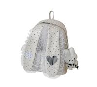 Cute Backpack for School Dot Lace - - Aesthetic Adjustable Strap Bookbag |