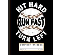 Cute Baseball Hit Hard Run Fast Turn Left Pitcher Catcher Player Sports Composition Book