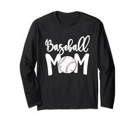 Cute Baseball Mom White Print Softball Mom Mother's Day Maglia a Manica