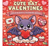 Cute Bat Valentines Bold and Easy Coloring Book