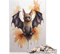 Cute Bat Watercolor Art Jigsaw Puzzle Impossible 1000Pcs Decorazione Per La Casa. Rilassamento E Intelligence Per Adulti E Bambini Da 12 Anni 1000pcs (38x26cm)
