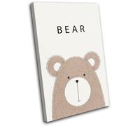 Cute Bear Animal For Kids Room SINGLE TELA parete arte foto stampa