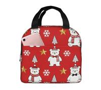 Cute Bear Christmas Tree Stars Snowflakes Borsa Pranzo Riutilizzabile Borsa Termica Con Manico Borse Termica Per Palestra Donna Uomo 22X20X13Cm