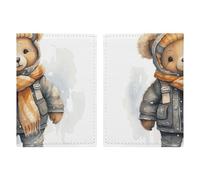 Cute Bear - Custodia per passaporto da viaggio, con scomparti per carte di credito e carta d'imbarco, per documenti d'identità e documenti di famiglia (20 x 13 cm)