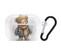 Cute Bear - Custodia protettiva per AirPods Pro con anello portachiavi, custodia protettiva rigida in policarbonato per AirPods Pro di seconda generazione, per donne e uomini, facile da aprire