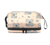 Cute Bear Koala Seamless Pattern. Borsa cosmetica a doppio strato per donne e ragazze, borsa da viaggio per trucchi pratica borsa organizer con scomparto per pennelli, Multi, 27x15x14 cm/10.6x5.9x5.5
