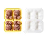 Cute Bear Shape Ice Tray Set, Food Grade Silicone Freezer Mold System, Reeusable Container Kit, Flessibile Bear Iced Maker Tray, Kitchen Drink Cooling Tool for Home Use