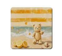 Cute Bear - Tappetino protettivo per lavatrice e asciugatrice, motivo orso estivo, copertura antipolvere per lavatrice, antiscivolo, impermeabile, per lavanderia, 61 x 61 cm