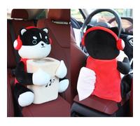 Cute Bear Tissue Holder and Trash Can, Car Tissue Box Plush Animals Cute Holder, 2 in 1 Car Tissues Box and Trash Can, Multifunctional Animal Paper Boxes for Car, Home (Red)