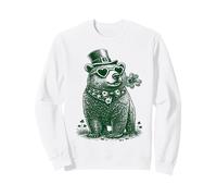 Cute Bear with Hearts Occhiali da Sole Shamrock St Patricks Day Felpa